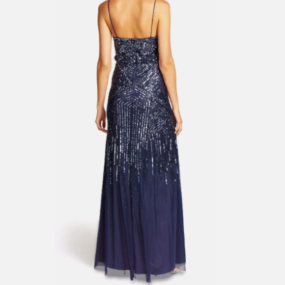 Adrianna Papell Sleeveless Midnight Blue Sequin Gown, Size 6 - Picture 2 of 8